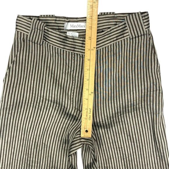 Max Mara Pants Womens Sz 2 Straight Leg Linen Silk Striped Classic Modern Career - Picture 12 of 16